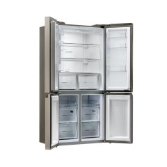 Haier HCR59F19ENMM 90.8Cm Freestanding American Fridge Freezer Platinum Inox