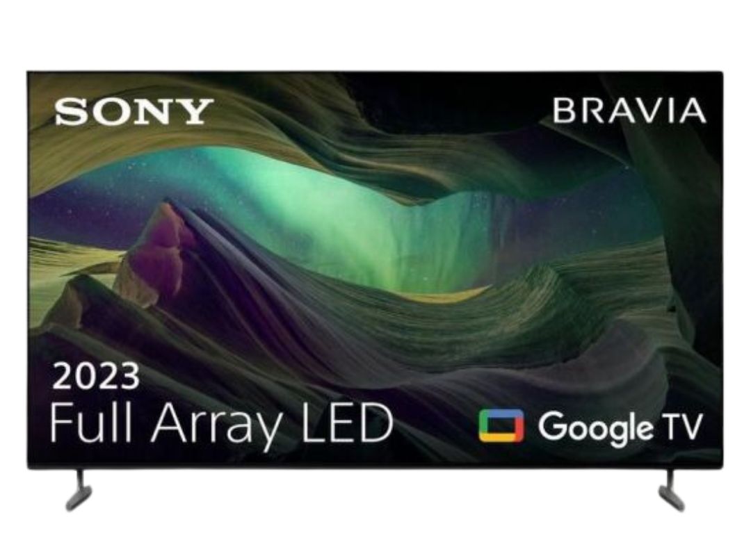 ony 2023 Full Array LED TV featuring Bravia technology with Google TV integration, displaying a dynamic scene of aurora lights