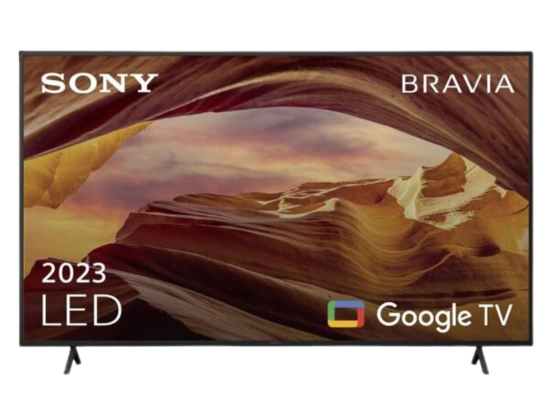 Sony 2023 LED TV featuring Bravia technology with Google TV integration, showcasing a desert-themed screen design