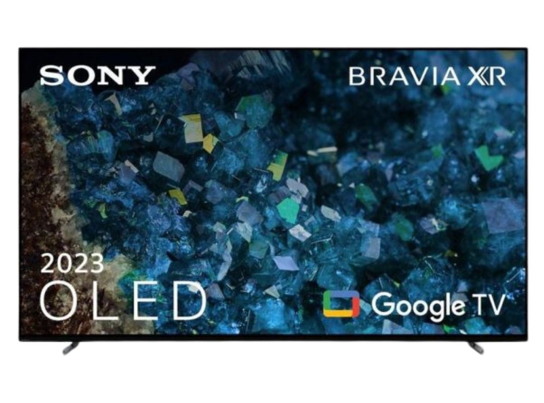 Sony 2023 OLED TV featuring Bravia XR technology with Google TV integration, showcasing a vibrant crystal-like design on the screen